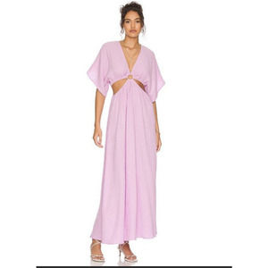 SHOW ME YOUR MUMU Dana Gauze Cotton Bright Lilac Cut Out Maxi Dress